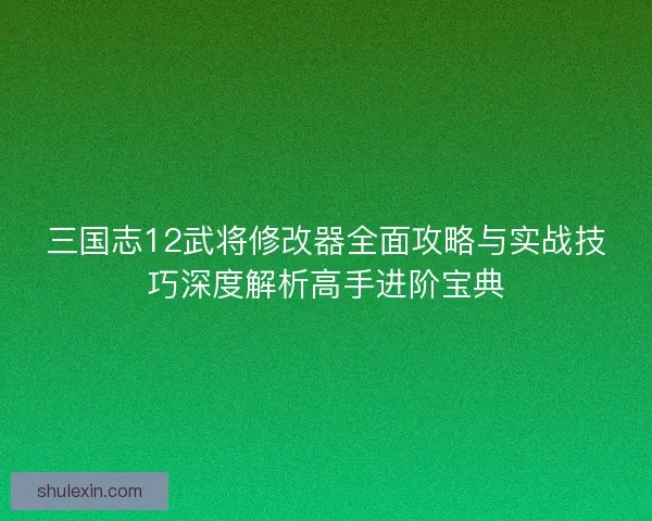 三国志12武将修改器全面攻略与实战技巧深度解析高手进阶宝典 三国志12武将修改器全面攻略与实战技巧深度解析高手进阶宝典