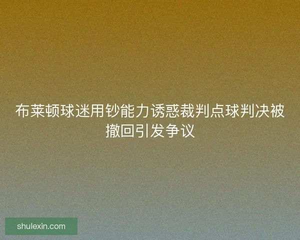 布莱顿球迷用钞能力诱惑裁判点球判决被撤回引发争议