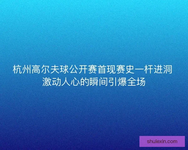 杭州高尔夫球公开赛首现赛史一杆进洞 激动人心的瞬间引爆全场